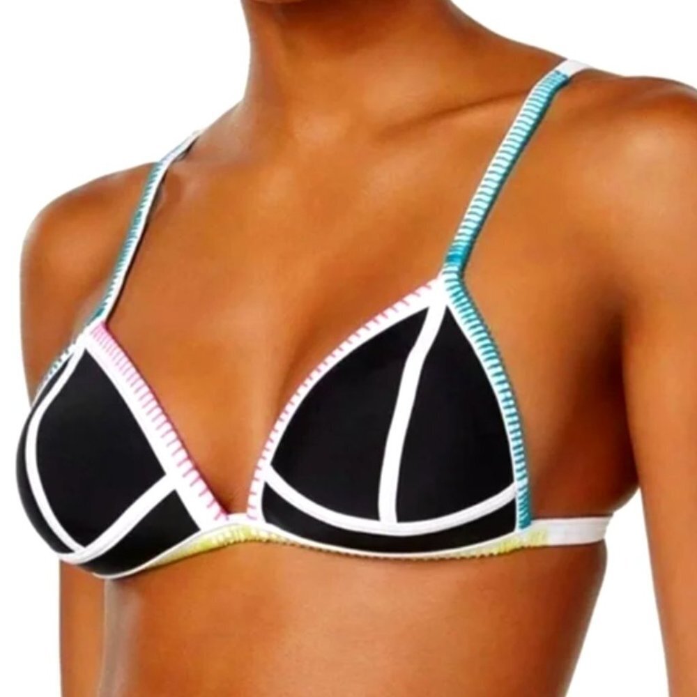Hula Honey Color Block Triangle Push-Up Bikini Top, S NWT